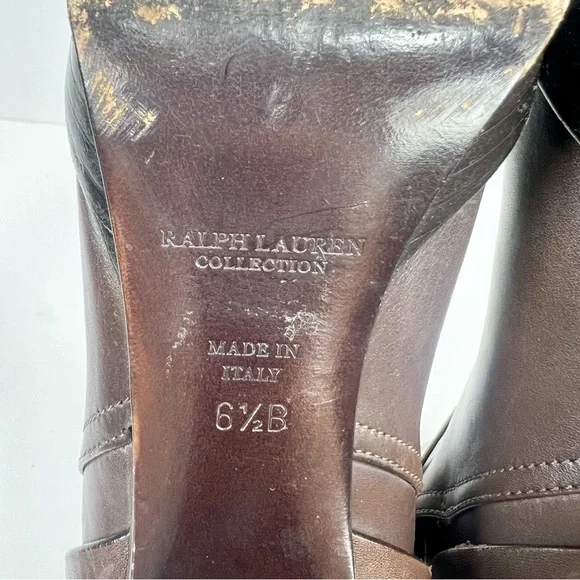 Ralph Lauren Collection Purple Label Heeled Booties Brown Leather size 6.5 - Picture 11 of 16